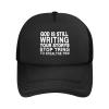 God is Still Writing Your Storys Stop Trying to Steal The Pen Hat Mesh Baseball Cap Trucker Hats Breathable Golf Dad Sun Hat Men Women Black view 1