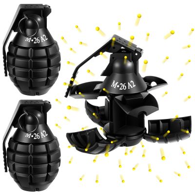 Sratte 2 Pcs Toy Hand Grenade for Cs Game with 20 Round Foam Ammo Model Tactical Fake Grenade for 14+ and Adults Outdoor Army Military Camo Party Favors Pretend Role Play Prop Game(Black)