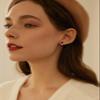 Clip on Earrings for Women Sterling Silver Round Studs Earrings Simulated Ruby Red Rhinestone Crystal Fake Diamond Birthstone Jewelry Birthday Gifts view 2