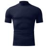 Generic Men's Mock Turtleneck T Shirt Solid High Collar Short Sleeve Tops Basic Slim Undershirt Tees Navy, Large view 2