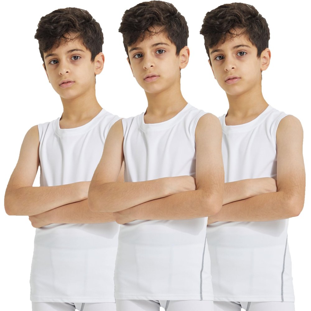 LNFINTDO Boys Compression Tank Tops Athletic Sleeveless Shirt Youth Quick Dry Undershirt Workout Baselayer Football T Shirts