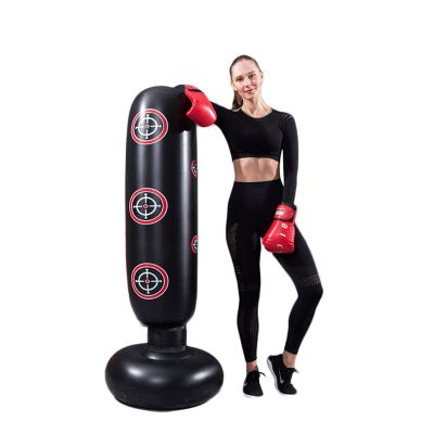 Punching Bag with Stand Adult,Kizcmvre Inflatable Freestanding Heavy Duty Boxing Bag,Women Men Training Equipment Exercise Boxing Standing Punching Bag (Black).
