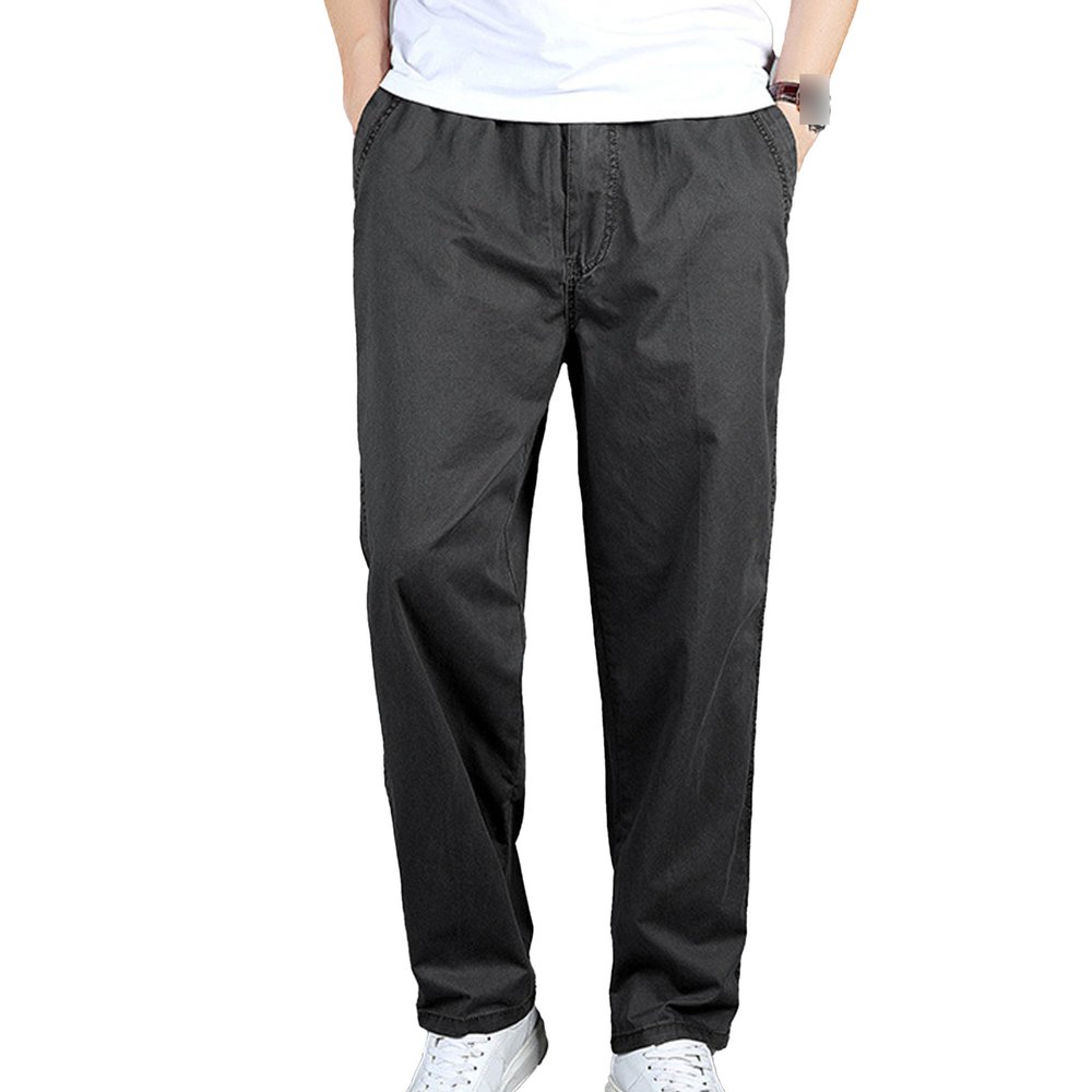 Maiyifu-GJ Men's Lightweight Hiking Trousers Casual Loose Cargo Pants Elastic Waist Stretch Joggers Sweatpants with Pockets (Dark Grey,XX-Large)