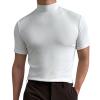 Generic Men's Summer Mock Turtleneck T Shirt Solid High Collar Short Sleeve Tops Basic Slim Undershirt Pullover Tees White, Medium view 1