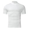 Generic Men's Summer Mock Turtleneck T Shirt Solid High Collar Short Sleeve Tops Basic Slim Undershirt Pullover Tees White, Medium view 3