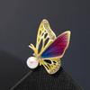 WCB1FPu Women's Brooch Pearl Painted Butterfly Brooch Rhinestone Insect Brooch Creative Suit Pin Brooch (B) view 3