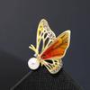 WCB1FPu Women's Brooch Pearl Painted Butterfly Brooch Rhinestone Insect Brooch Creative Suit Pin Brooch (B) view 4