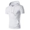 Men's Gym Hoodies Workout T Shirts Lightweight Hooded Tops Muscle Short Sleeve Tees Athletic Blouses with Pockets White view 1