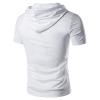 Men's Gym Hoodies Workout T Shirts Lightweight Hooded Tops Muscle Short Sleeve Tees Athletic Blouses with Pockets White view 2