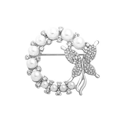 WCB1FPu Ladies Brooch Personality Brooch Diamond Pearl Butterfly Brooch Temperament Fashion Corsage Fixed Clothes Pin (A)