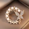 WCB1FPu Ladies Brooch Personality Brooch Diamond Pearl Butterfly Brooch Temperament Fashion Corsage Fixed Clothes Pin (A) view 3