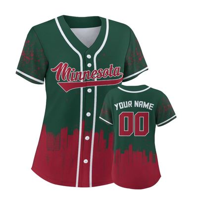 Custom Baseball Jersey for Women Hockey City Skyline Design Hip Hop Button Down Shirt Stitched/Printed Personalized Name & Number Fans Gift for Hockey Mom Women Girls S-4XL
