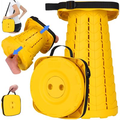 Fishboy Upgraded Collapsible Stool, 400lbs Max Weight, Lightweight But Sturdy, Portable Retractable Folding Telescoping Foldable Camping Stool for Adults Outdoor Fishing Hiking Gardening Travel BBQ