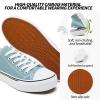 Adokoo Canvas Tennis Shoes for Women Low Top Casual White Lake Green Sneakers for Women Lace Up Fashion Comfortable Walking Shoes (Lake Green,9) view 2