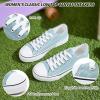 Adokoo Canvas Tennis Shoes for Women Low Top Casual White Lake Green Sneakers for Women Lace Up Fashion Comfortable Walking Shoes (Lake Green,9) view 3