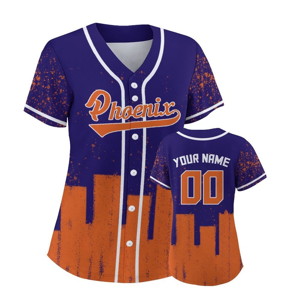 Custom Baseball Jersey for Women Basketball City Skyline Design Hip Hop Button Down Shirt Stitched/Printed Personalized Name & Number Fans Gift for Basketball Mom Women Girls S-4XL