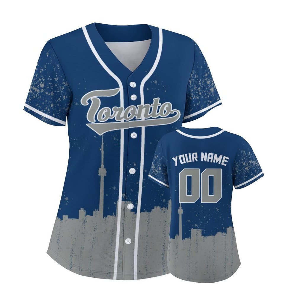 Custom Baseball Jersey for Women Hockey City Skyline Design Hip Hop Button Down Shirt Stitched/Printed Personalized Name & Number Fans Gift for Hockey Mom Women Girls S-4XL