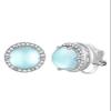 Clip on Earrings for Women Round Studs Sterling Silver Hypoallergenic Earrings Bling Moonstone Jewelry view 1