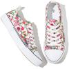 Adokoo Canvas Tennis Shoes for Women Low Top Casual White Flower Sneakers for Women Lace Up Fashion Comfortable Walking Shoes (Flower,6.5) view 1
