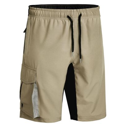 SWJGLITTR Men's Mountain Bike Shorts Lightweight Cycling Pockets Short Pants Quick Dry Military Loose Fit Short (Khaki Color,Small)