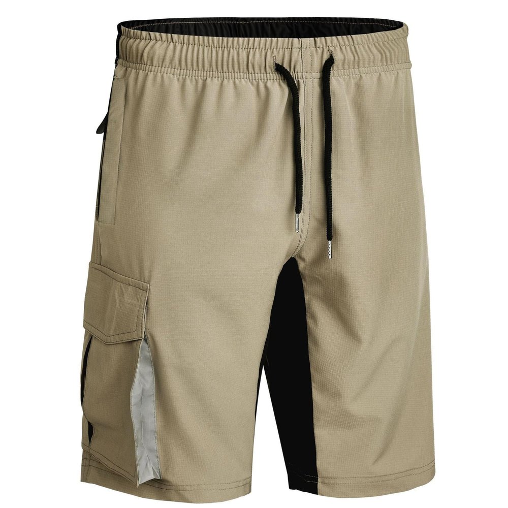 SWJGLITTR Men's Mountain Bike Shorts Lightweight Cycling Pockets Short Pants Quick Dry Military Loose Fit Short (Khaki Color,Small)