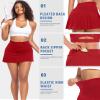 Athletic Pleated Tennis Skirts for Women with Shorts Pockets High Waisted Running Workout Golf Skorts (Red-1, XXL) view 4