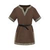 CAMDOM Boys Renaissance Viking Pirate V Neck Shirt Medieval Knight Costume Tops Brown view 2