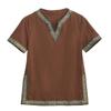 CAMDOM Boys Renaissance Viking Pirate V Neck Shirt Medieval Knight Costume Tops Brown view 4