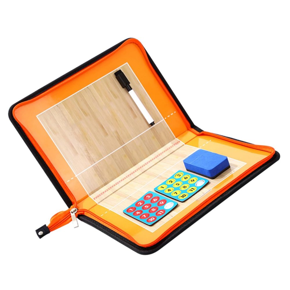 Sosoport 1set Leather Zipper Volleyball Board Dry Erase Markers Portable Clipboard for Lightweight Design for and Players