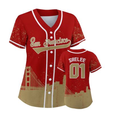 Custom Baseball Jersey Football City Skyline Design Hip Hop Button Down Shirt Stitched/Printed Personalized Name & Number Fans Gift for Football Mom Women Girls S-4XL