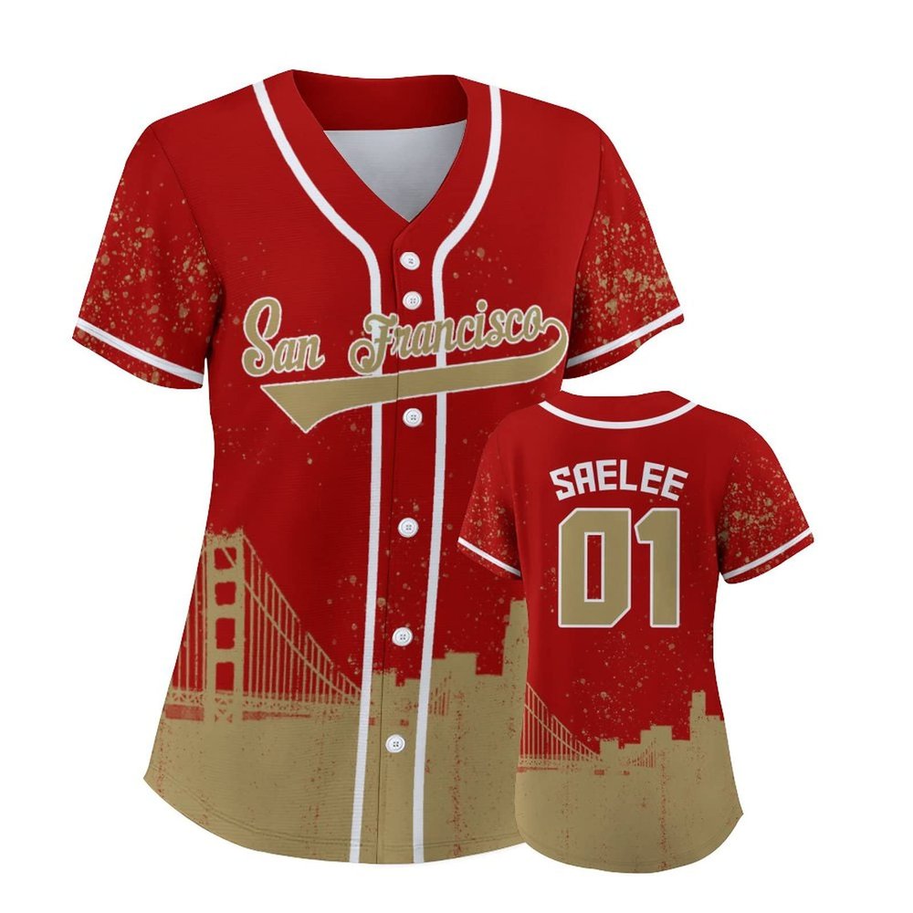 Custom Baseball Jersey Football City Skyline Design Hip Hop Button Down Shirt Stitched/Printed Personalized Name & Number Fans Gift for Football Mom Women Girls S-4XL