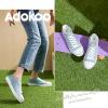 Adokoo Canvas Tennis Shoes for Women Low Top Casual White Lake Green Sneakers for Women Lace Up Fashion Comfortable Walking Shoes (Lake Green,6) view 4