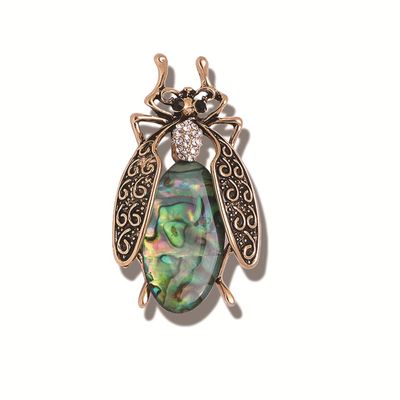 WCB1FPu Women's Brooch Fashion Vintage Insect Brooch Personality Alloy Ladies Rhinestone Opal Pin