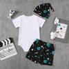 Baby Boy 1st Birthday Outfit Infant Boy First Birthday Clothes Set Boy Astronauts Cake Smash Bodysuit (White-Short,12-18 Months) view 3