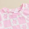 0-3T Toddler Baby Girl Summer Clothes Short Sleeve Floral Tshirt Tops and Shorts Set Oversized Outfit Boho Clothes (B-Pink, 6-12 Months) view 3