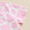 0-3T Toddler Baby Girl Summer Clothes Short Sleeve Floral Tshirt Tops and Shorts Set Oversized Outfit Boho Clothes (B-Pink, 6-12 Months) view 4
