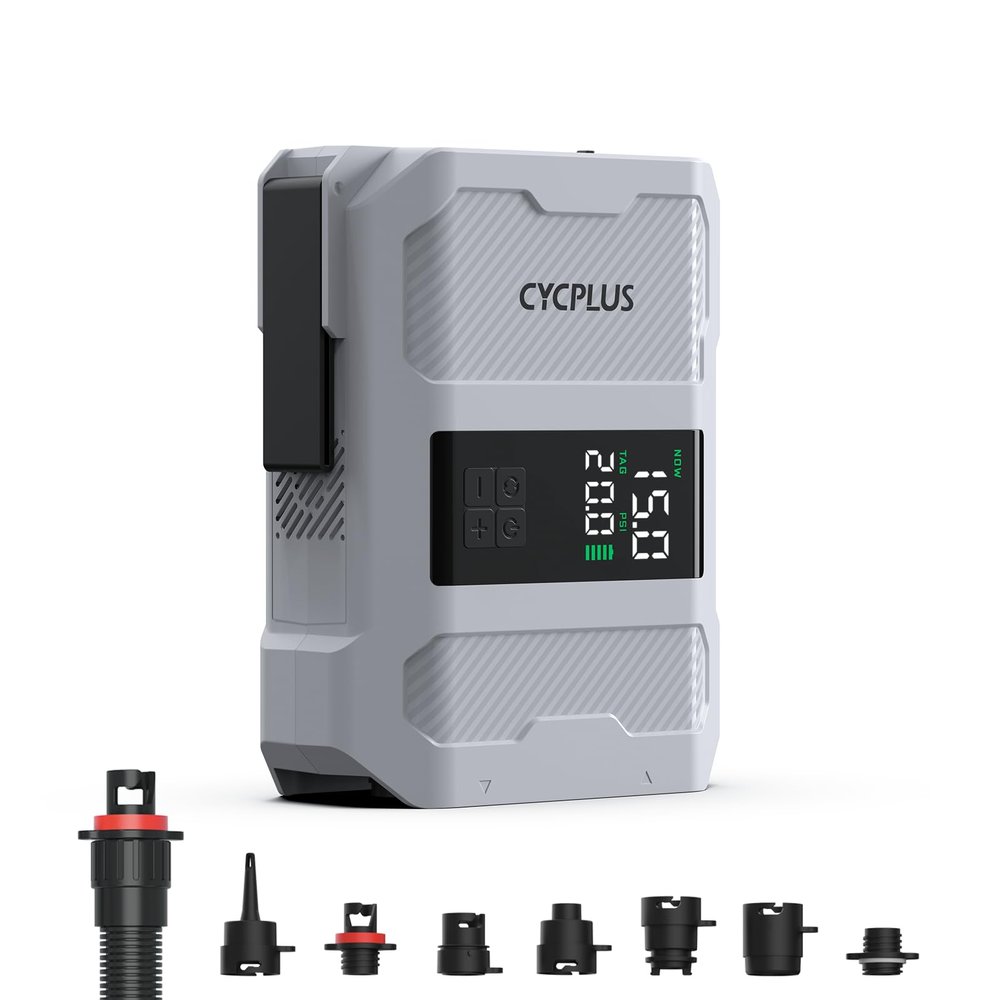 CYCPLUS 20PSI Rechargeable Paddleboard Pump - Intelligent Fast Dual-Stage Inflation, Deflation Function, Auto-Off &Dual LED Display, Suitable for Stand-Up Paddleboard, Inflatable Boat Tent Mattress