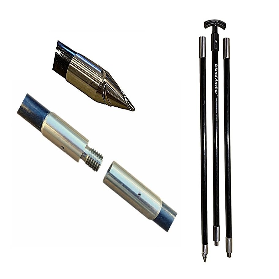 Island Anchor - 1" x 12' - 3 Piece - Shallow Water Anchor Pole (Black)