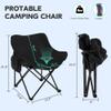 Alunaune Black Camping Chairs Folding Lawn Chair 2 Pack, Portable Beach Picnic Backpacking Chair for Adults Outdoor Sports Hiking Travel Fishing with Side Pocket Wide Seat view 2