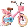 Glerc Sasha Girls Bike, 12 Inch Kids Bicycle for Ages 2-4 Years Old Children, Retro Vintage Style Toddler Bicycle with Doll Bike Seat and Basket, Pink view 1
