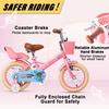 Glerc Sasha Girls Bike, 12 Inch Kids Bicycle for Ages 2-4 Years Old Children, Retro Vintage Style Toddler Bicycle with Doll Bike Seat and Basket, Pink view 2