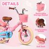 Glerc Sasha Girls Bike, 12 Inch Kids Bicycle for Ages 2-4 Years Old Children, Retro Vintage Style Toddler Bicycle with Doll Bike Seat and Basket, Pink view 3