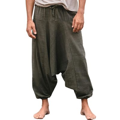 Maiyifu-GJ Men's Cotton Linen Loose Pants Elastic Waist Drawstring Joggers Pants Summer Casual Athletic Workout Sweatpants (Grey,Small)