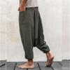 Maiyifu-GJ Men's Cotton Linen Loose Pants Elastic Waist Drawstring Joggers Pants Summer Casual Athletic Workout Sweatpants (Grey,Small) view 2
