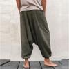 Maiyifu-GJ Men's Cotton Linen Loose Pants Elastic Waist Drawstring Joggers Pants Summer Casual Athletic Workout Sweatpants (Grey,Small) view 3