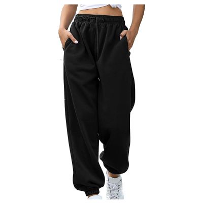 Bottoms Baggy Sweatpants for Women Women's Casual Joggers Pants V Crossover High Waisted Baggy Lounge Bottoms Leggings Womens Athletic Pants A2-Black