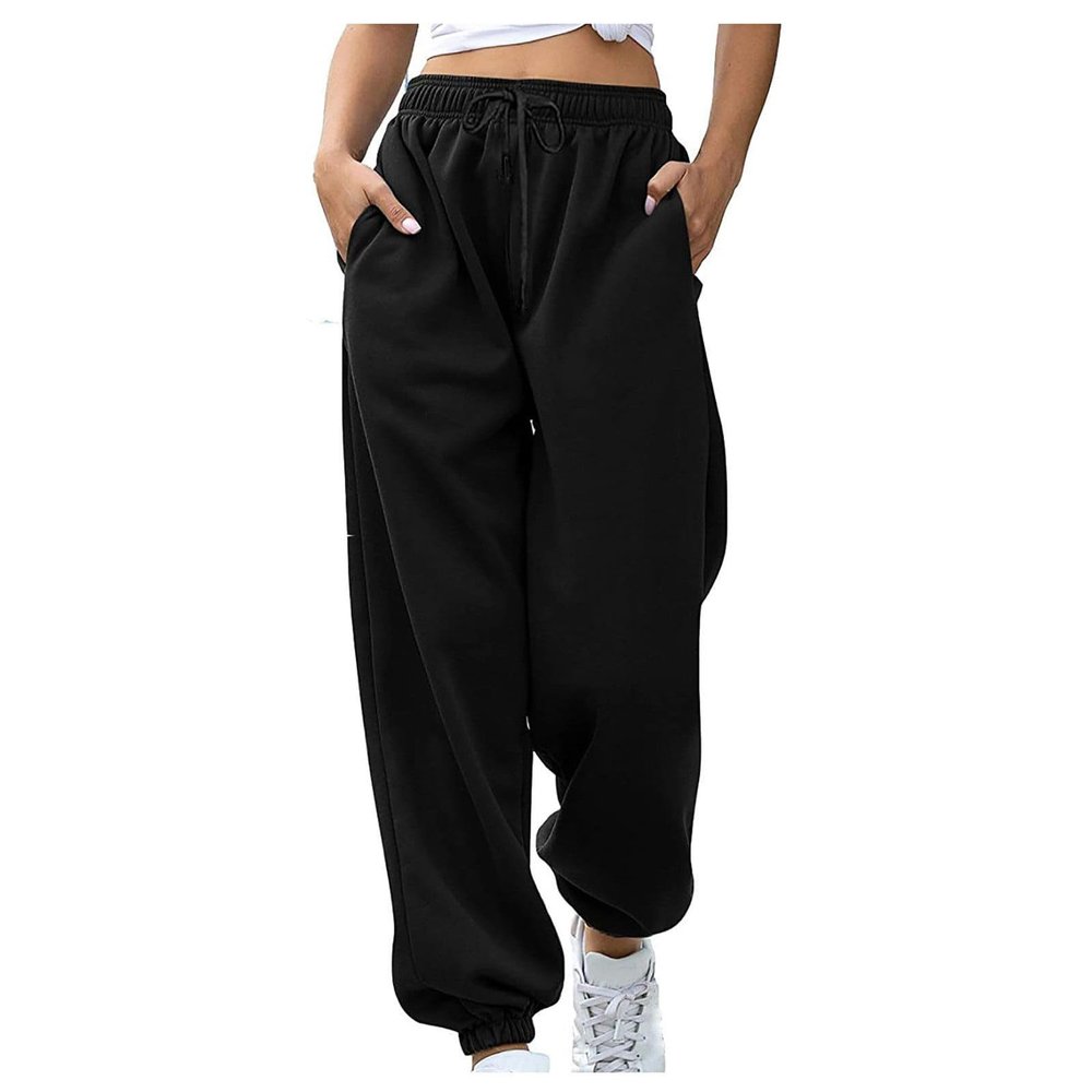 Bottoms Baggy Sweatpants for Women Women's Casual Joggers Pants V Crossover High Waisted Baggy Lounge Bottoms Leggings Womens Athletic Pants A2-Black