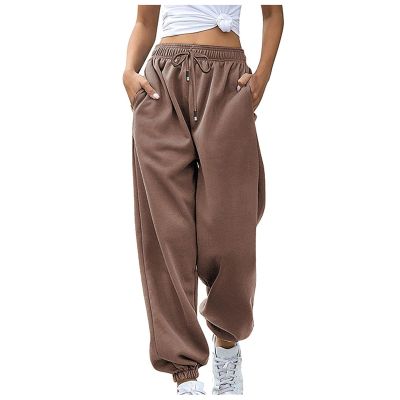 Womens Sweatpants High Waisted Jogger Pants Workout Clothes for Women Bottom Sweatpants Trendy Baggy Joggers with Pockets Black Cargo Pants Winter Clothes for Women A2-Light Brown