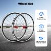 KONGKUNI Aluminum Alloy 700c Road Bicycle Wheelset, 7/8/9/10/11 Speed Double Wall Alloy Wheelset, Quick Release Rim Brake Bike Wheels, with C/V Brake, 30mm Depth view 3
