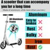 Scooter for Kids 6-12 & Adults | Adjustable Height, Foldable, Lightweight Aluminum Frame | Holds Up to 220lbs | Smooth Ride on Any Terrain view 2